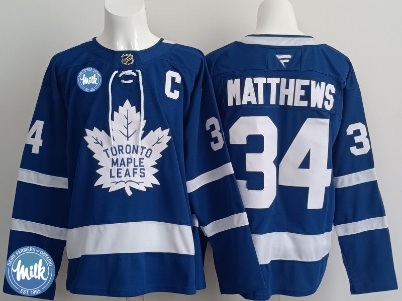 Men Toronto Maple Leafs #34 Matthews Blue 2025 Fanatics Home Premium NHL Jersey style 1